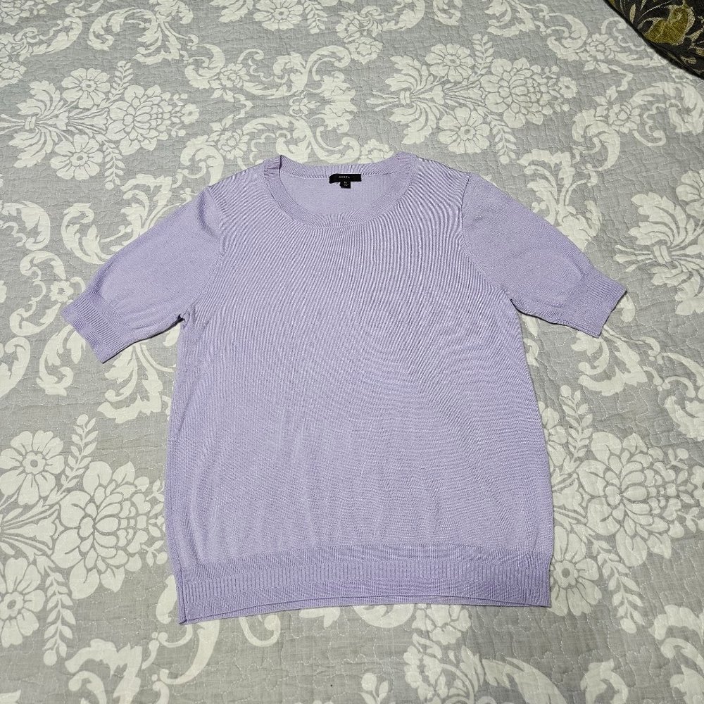 J. Crew Women's Medium Lavender Short-Sleeve Silk Blend Crewneck Sweater